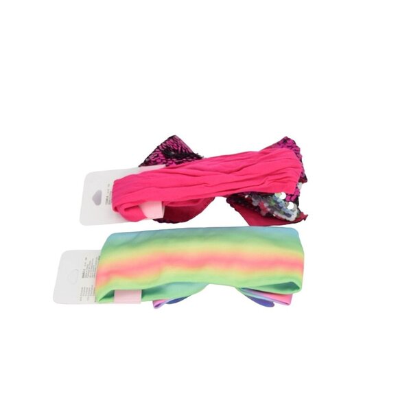 Claires Club Bow Headwrap Headband Lot of 2 Tie Dye Pastels Sequin Red - Picture 3 of 5